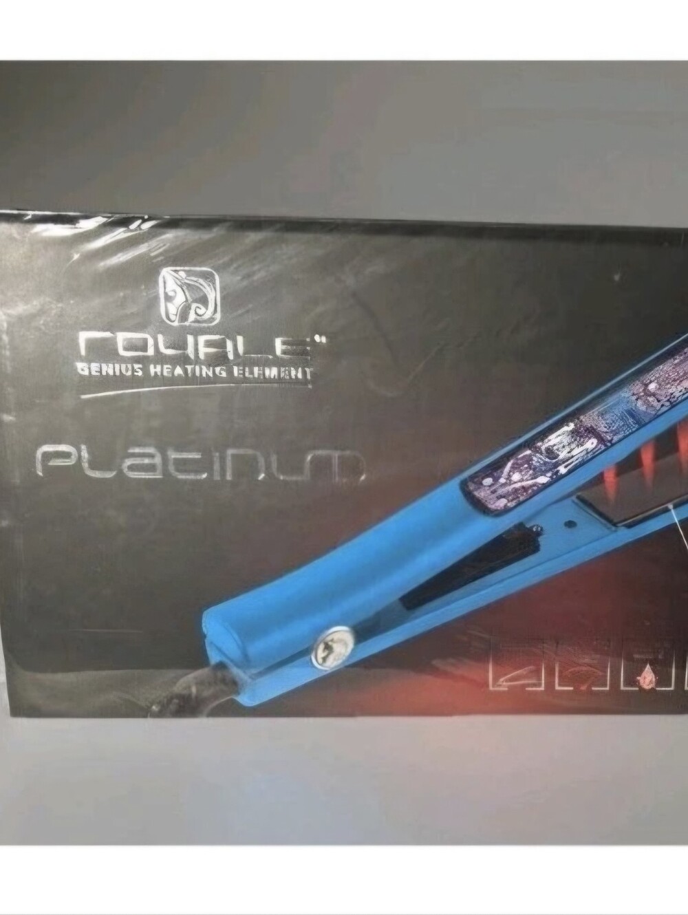 Royale Platinum Genius Hair Straightener in blue with 1.25" ceramic plates.